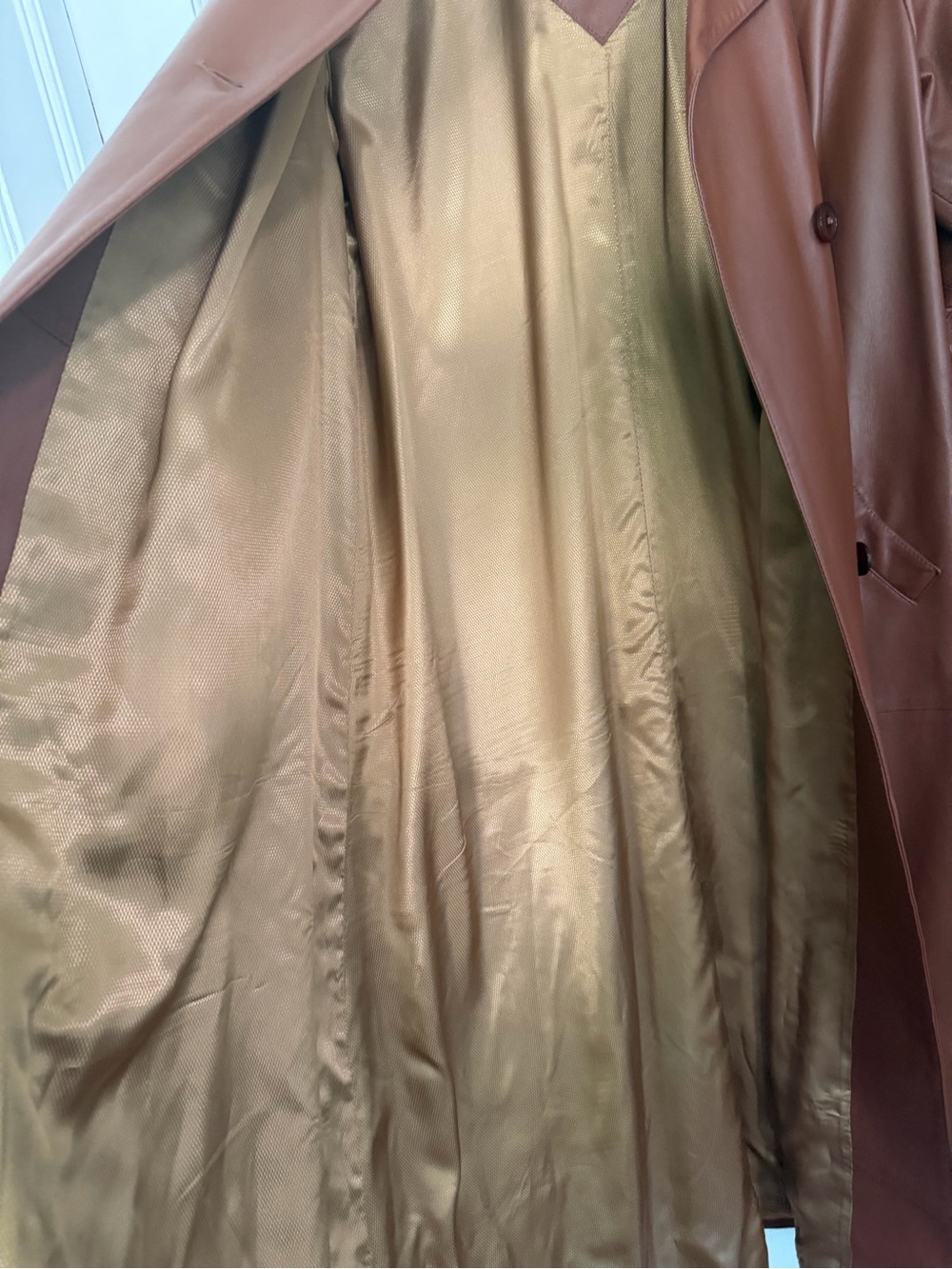Remy Vintage 1980’s Full Length Soft Leather Trench Coat Cognac Women’s Small - Picture 8 of 9